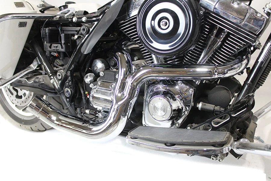 Хромированная выхлопная система FLT 2:1 Lake Style подходит для Harley Davidson - Изображение 3 из 4