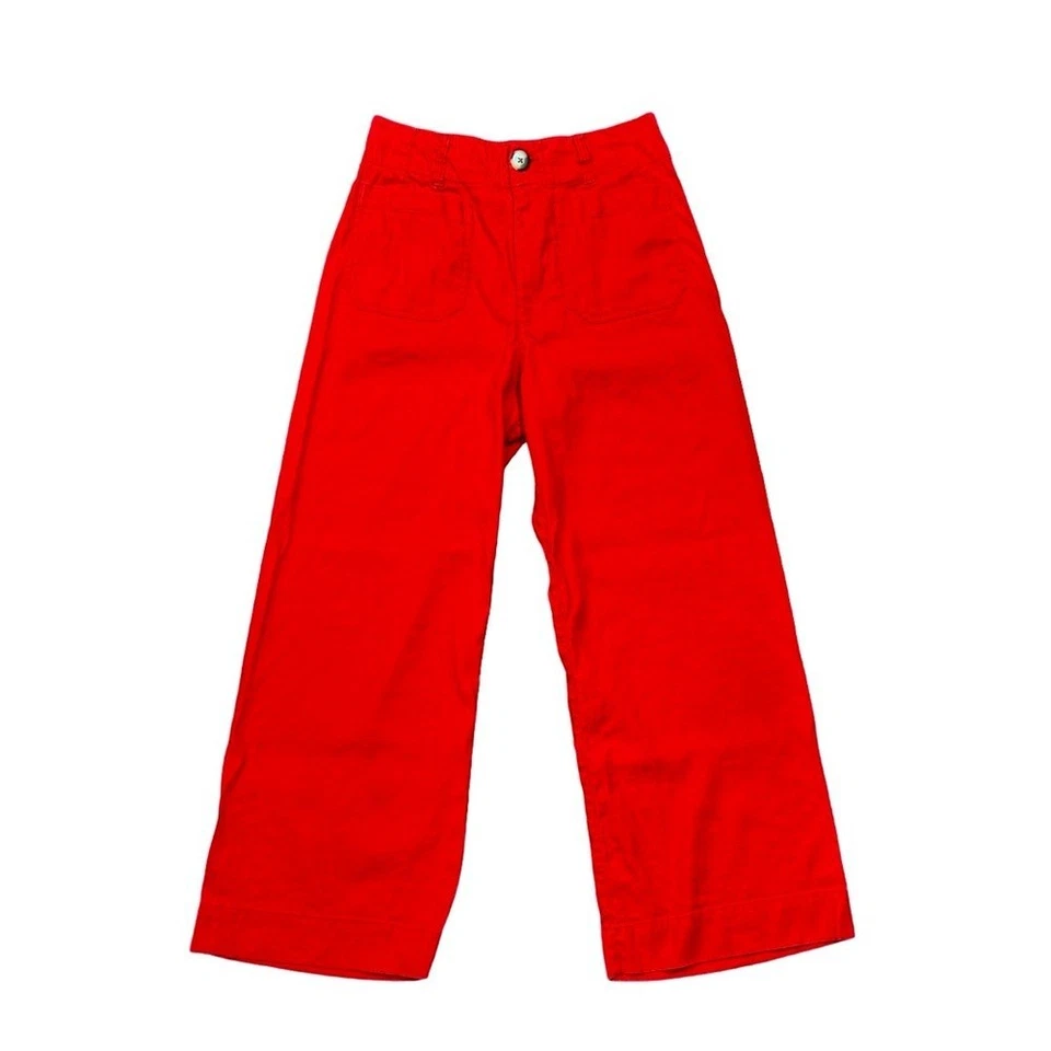 Pantalones Anthropologie Maeve The Colette de lino recortados de pierna ancha rojos talla: 27 $138 Foto 4 de 4