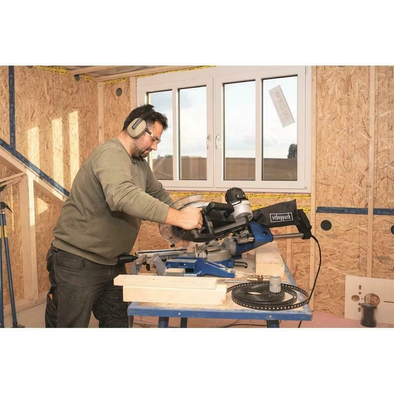 Scheppach Kappsäge-Zugsäge-Gehrungssäge HM140L neigbar inkl 2.Sägeblatt, Laser - Bild 3 von 4