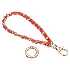 Metal Leather Wristlet Strap, Hand Wrist Lanyard, Light Gold-Red