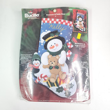 Bucilla Felt Christmas Stocking Kit 18   84954 Snowman Teddy Bear Penguin Sealed