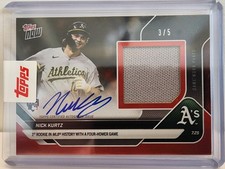 2025 TOPPS NOW NICK KURTZ (ROY) 4HR GAME-WORN PANTS AUTO-RELIC-RED RC 3/5