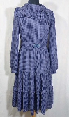 BLAUES VINTAGE DAMEN HEMDBLUSENKLEID MIDIKLEID UNIKAT 70ER- & 80 ER JAHRE GR 36 - Bild 1 von 4