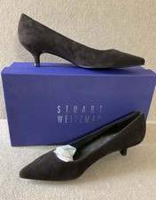 Stuart Weitzman Poco Suede Kitten Heel Shoes Sz 5 Cola Brown New Inbox Designer