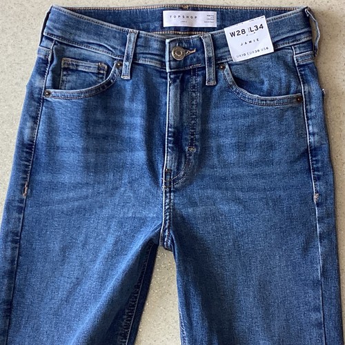 Pantalones de mezclilla para dama Topshop Jamie ajustados azules desteñidos talla 10 W28 L34 (459K) nuevos con etiquetas