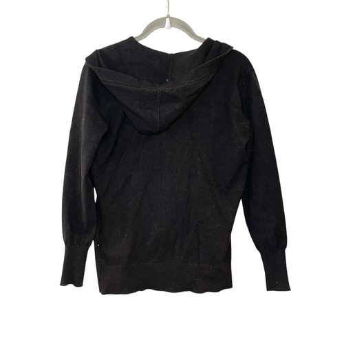 VTG Bebe Y2K Rhinestone L Full Zip Hoody Sweater Soft Stretch Logo Black Viscose - Picture 3 of 5