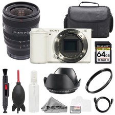 Sony ZV-E10 White Body  Sony FE 16-25mm f/2.8 G Lens 64GB UV Filter-BasicKit