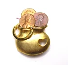 Vintage Gold Pot of Coins Brooch Pin Figural 80's Costume Jewelry