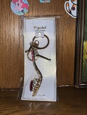 Crystal Collection Keychain Dark Pink Crystal Gold Heel