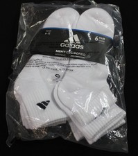 Adidas Men's 6 Pack Cushioned Compression Quarter Socks EJ3 White Size 6-12 NWT