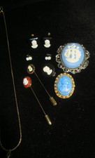 Lot of 7 Piece Mixed lot of Cameos Earrings, pins, necklaces- Vintage