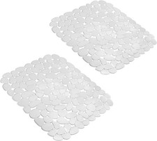 Sink Mat, 2Pcs Adjustable PVC Clear Pebble Protector for 40 30cm,