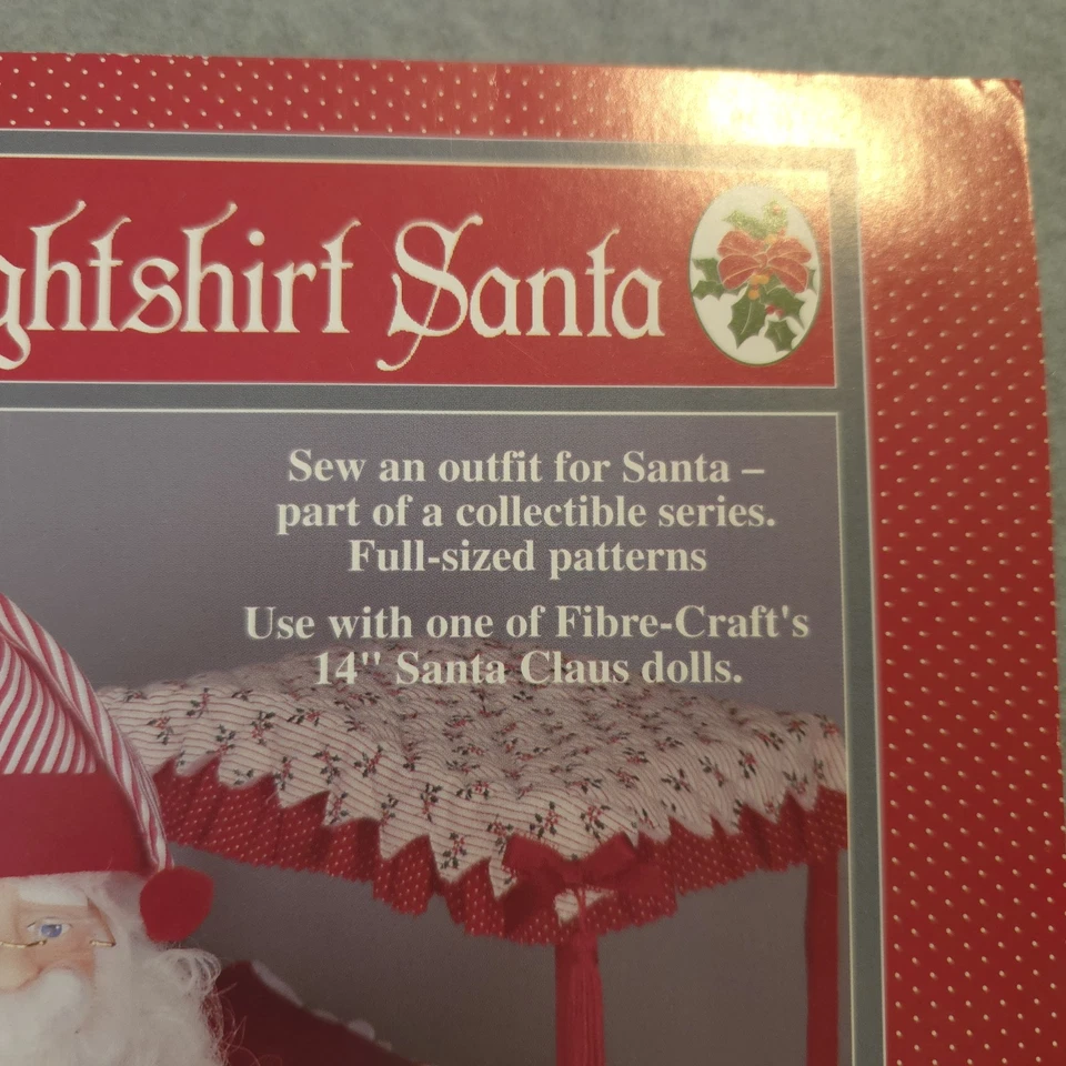 Fibre-Craft Nightshirt Santa Sewing Pattern FCM334 Fits 14" Santa Doll Uncut - Image 2 of 4