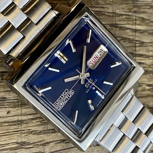 Prof. Serviced Vintage January 1972 Blue TV Seiko 5 Actus SS 6106-5440 +Bracelet