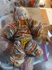 3 Vintage Yo-yo Clown Doll Harlequin Rag Doll 1940s Fabric Doll 2 Need Repair — photo 3