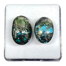 2 Pcs Natural Turquoise 18-20mm Blue Cabochon Loose Untreated Gemstones Lot