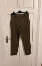 H&M Olive Green Tailored Cigarette Trousers - Pintuck Detail - Size 12