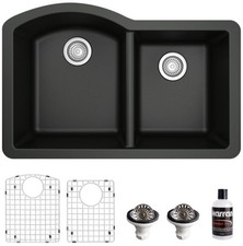 Karran USA QU-610-PK1 Quartz QU 32" Undermount Double Basin - Black