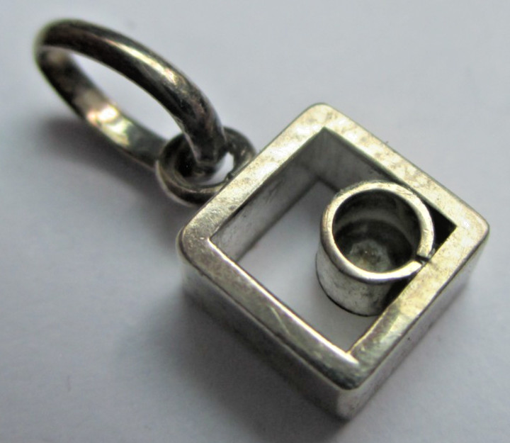 Antique Small Solid Silver Genuine Diamond Pendan… - image 2