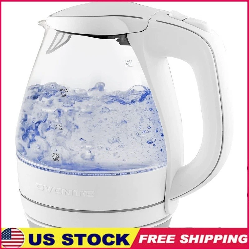 Glass Electric Kettle Fast Boiling Hot Water Boiler BPA Free Auto Shut Off White