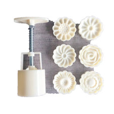6PCS/Set 3D Stamps Moon Cake Decor DIY Mould Barrel Round Mooncake Molds