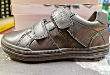 Image of GEOX J Elivs Black Leather Trainer Kids School Shoes