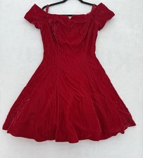 Vintage Roberta Red Velvet Dress With Bows Size 9/10 Fit And Flare Mini