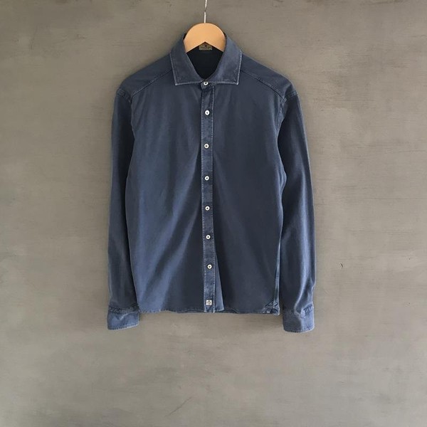 Men Sonrisa Shirt Navy Cotton 40 /L / 48