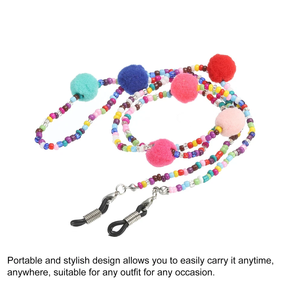 Occhiali Catena,30" Perline Occhiali Sole Cinghia Supporto,Multicolore - Immagine 3 di 4