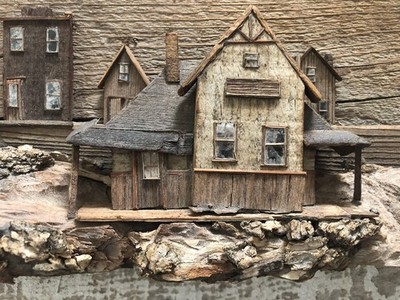Vintage Americana Folk Art Wood Sculpture California Ghost Town Wall Hanging 30''