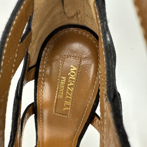 AQUAZZURA Belgravia Lattice CAGED Suede Pointed Toe Black Pumps 38.5 $800 NWOB - Picture 19 of 23