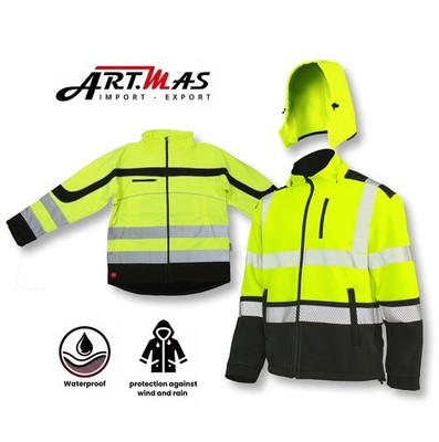 ArtMas strapazierfähige Arbeitsjacke gelb dreifach genäht mehrere Taschen Reißverschluss S-3XL