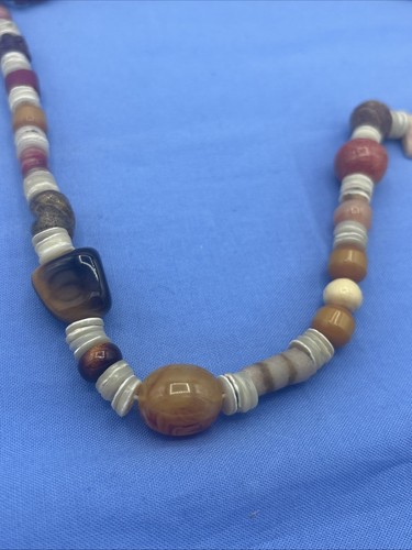 African Trade Bead Necklace Amber Resin Stone Shell Brass Sawfish Ethnic Tribal - Picture 17 of 19
