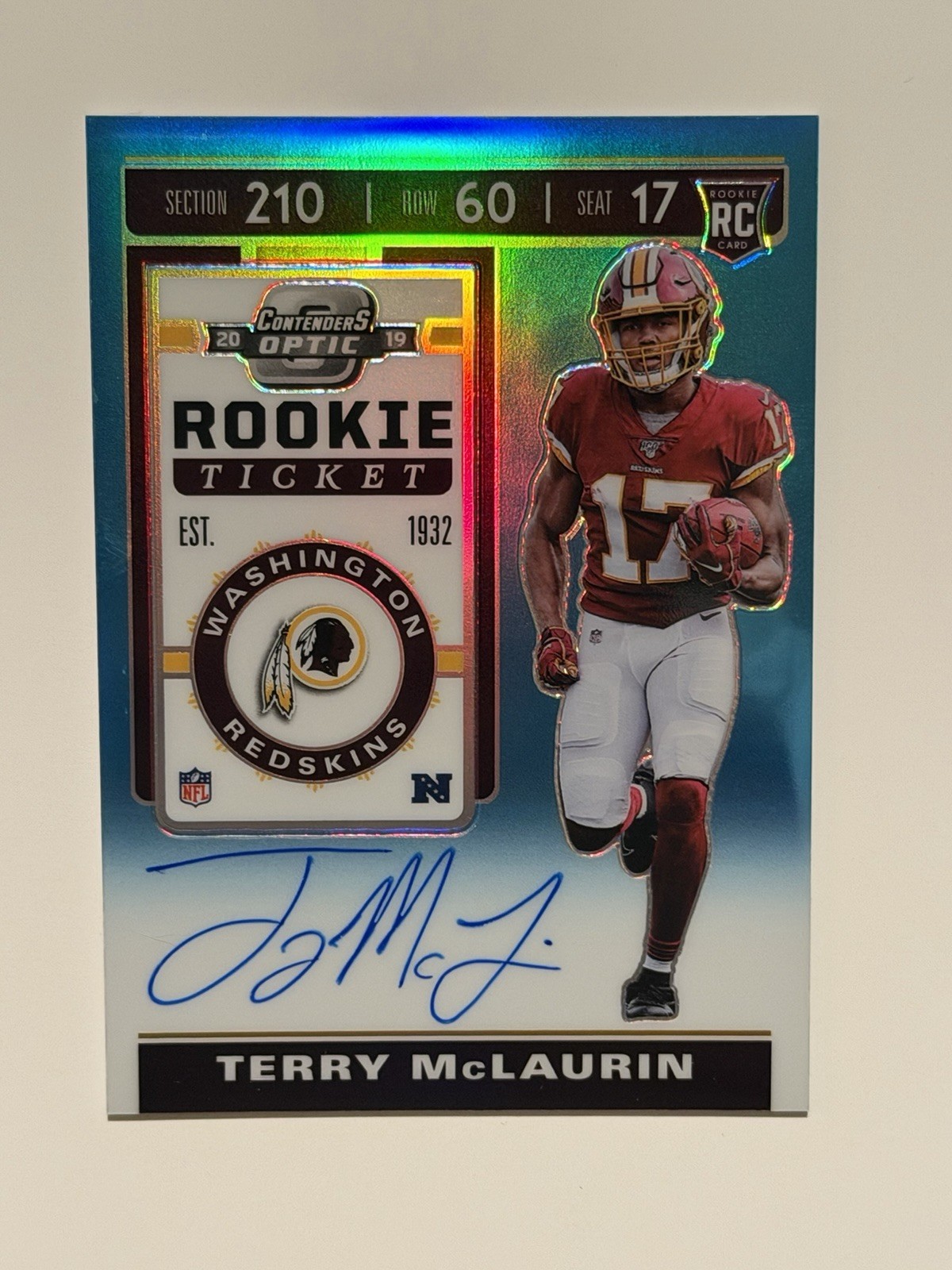 Terry McLaurin Panini Contenders Optic #138 Autograph Teal