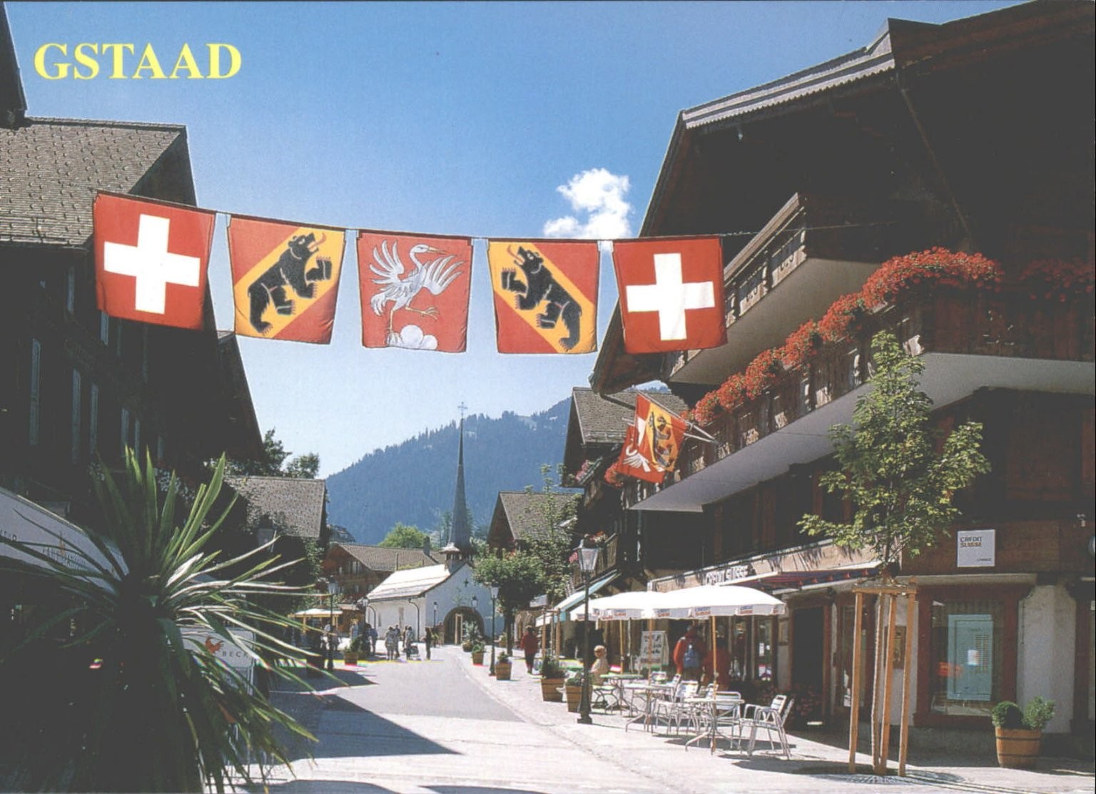 Gstaad Dorfstrasse Switzerland Alpine Village Chalets Photo Postcard 2006