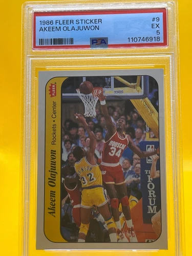 1986-87 Fleer - Stickers Hakeem Olajuwon #9 (RC) PSA5