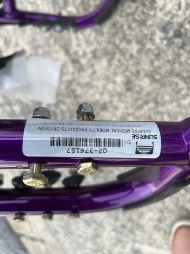 Quickie 2 Folding Manual wheelchair Frame 16” Wide X 18” Deep - Purple - Picture 9 of 24