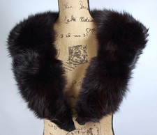 Fox Fur Collar, Black, Detachable with Receiver Strip, Large - Fur is in Exc Con