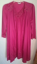 Vintage Vanity Fair Dark Pink Robe / Gown Nylon Button Front Sz Small Nightgown