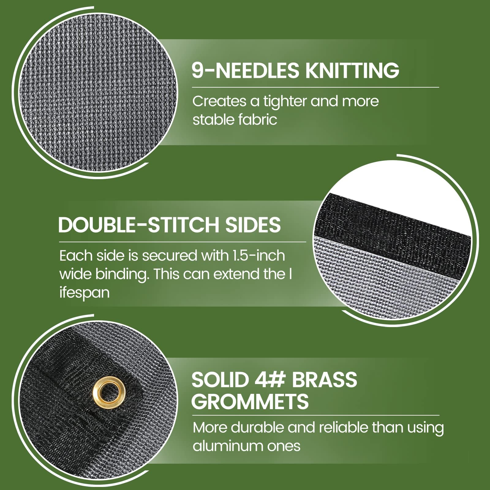 [] 60-70% 12 FT X 24 FT Mesh Tarp/Shade Cloth 9-Needle Knitted Heavy Duty Bla...