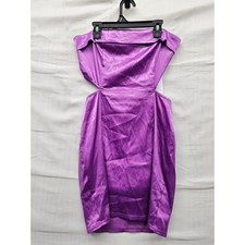 Tsher Womens Strapless Cutout Bodycon Mini Dress Purple Satin Blend Size Small