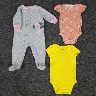 Girls Clothing Lot 6 Months Carters One Piece Set Of 3 Baby Bodysuits