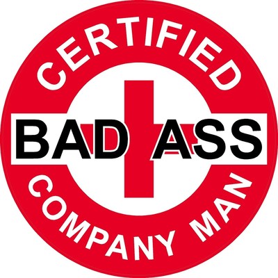 3   Red Certified Bad Ass Company Man 2  Hard Hat / Helmet Stickers H675