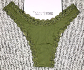 Victoria's Secret Dream Angels NWT Large Green Lace Trim Brazilian Cheeky Panty