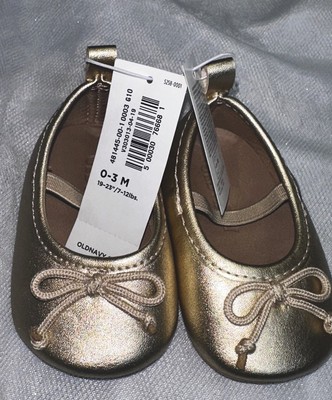 Old Nave Baby Girl Ballet Shoe Gold  0-3 Mo