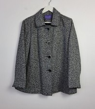 Autonomy Pea Coat Size 16 Grey Knit Tweed Style Swing Jacket Single Breasted
