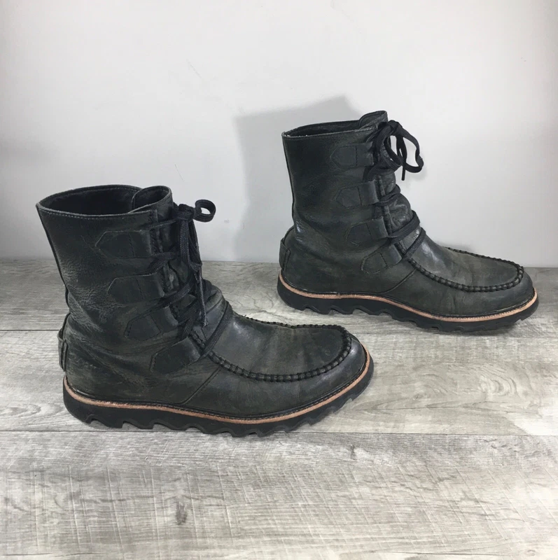 sorel mad boot high top lace up oiled leather combat boots