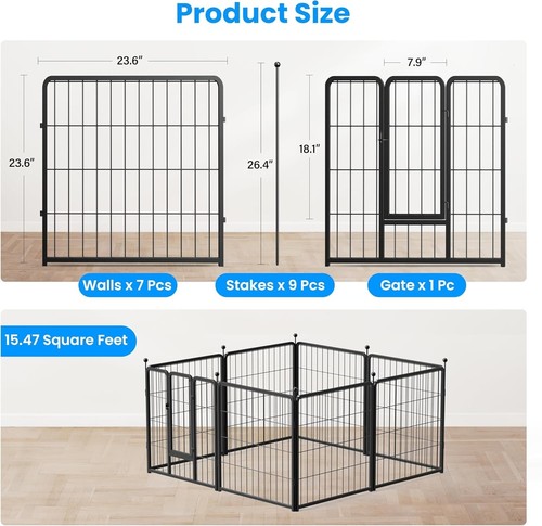 Simple Deluxe Playpen per Cani 24 Pollici 8 Pannelli per Cuccioli/Cani di Piccola Taglia Interno ed Esterno - Foto 5 di 7