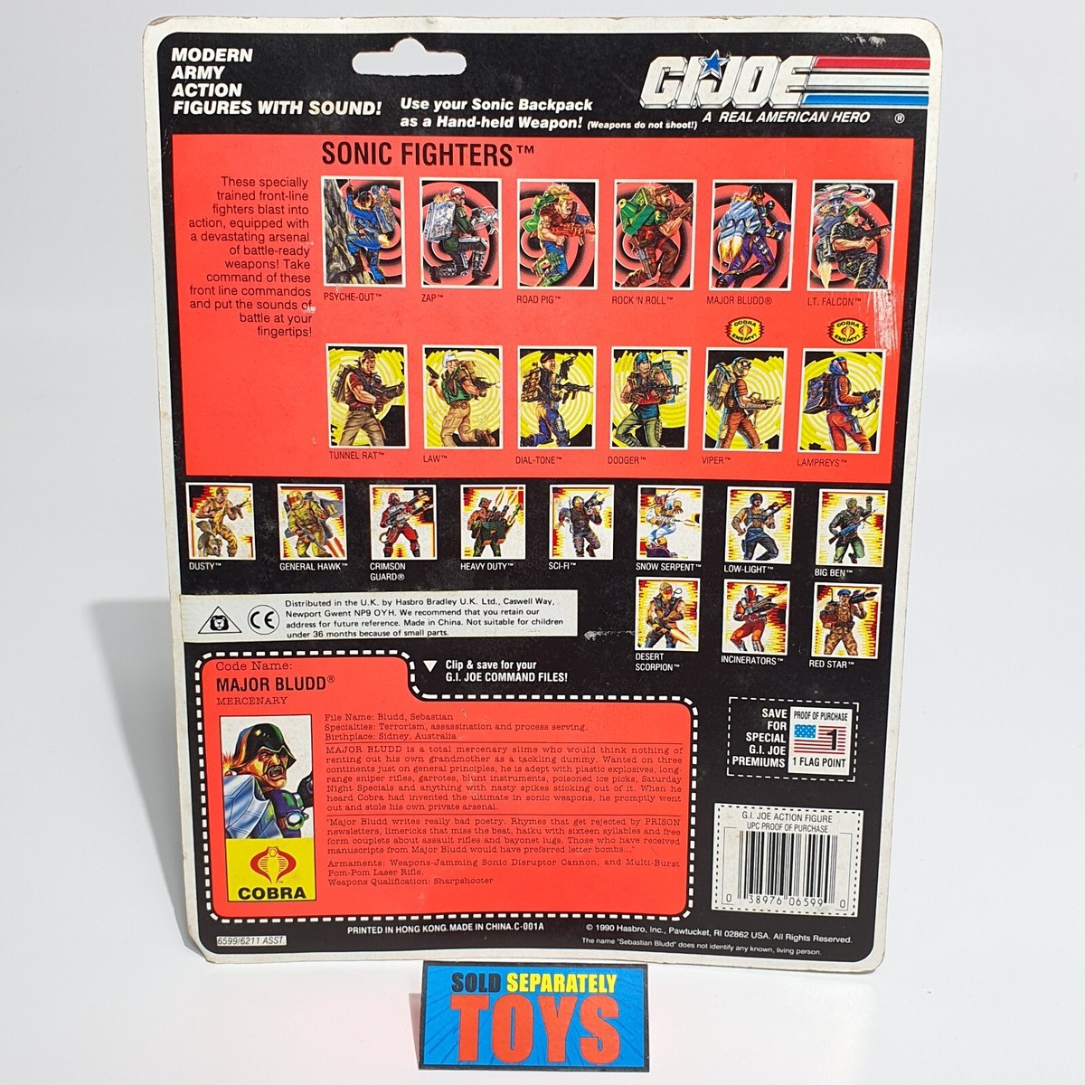 Vtg GI Joe MAJOR BLUDD v2 UK 1991 Super Sonic Fighters MOC