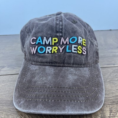 Camp Hat Camp More Worry Less Tan Brown Hat Adjustable Adult Size Brown Hat Cap